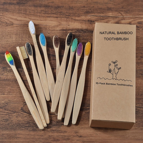 Neue design mischfarbe bambus zahnbürste Eco Friendly hölzernen Zahn Pinsel Weichen borsten Spitze Holzkohle erwachsene mundpflege zahnbürste