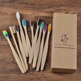 Neue design mischfarbe bambus zahnbürste Eco Friendly hölzernen Zahn Pinsel Weichen borsten Spitze Holzkohle erwachsene mundpflege zahnbürste